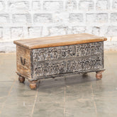 Indian Antique Tribal Hand Carved Wooden Blanket Box
